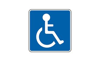 Ein Symbol für Barrierefreiheit, das eine sitzende Person in einem Rollstuhl darstellt. Der Hintergrund ist blau und das Symbol ist in Weiß dargestellt. | © Parkplatz für mobilitätseingeschränkte Personen