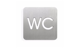 A simple, metallic sign with the inscription "WC". It indicates that there is a toilet nearby. | © Öffentliches WC in Baad