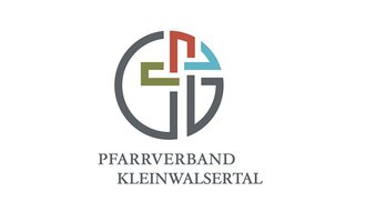 A modern logo of the parish association Kleinwalsertal. It features various geometric shapes in different colors. | © Pfarrverband Kleinwalsertal Logo