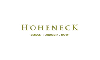 A stylish logo with the name "Hoheneck". The slogan emphasizes enjoyment, craftsmanship, and nature.